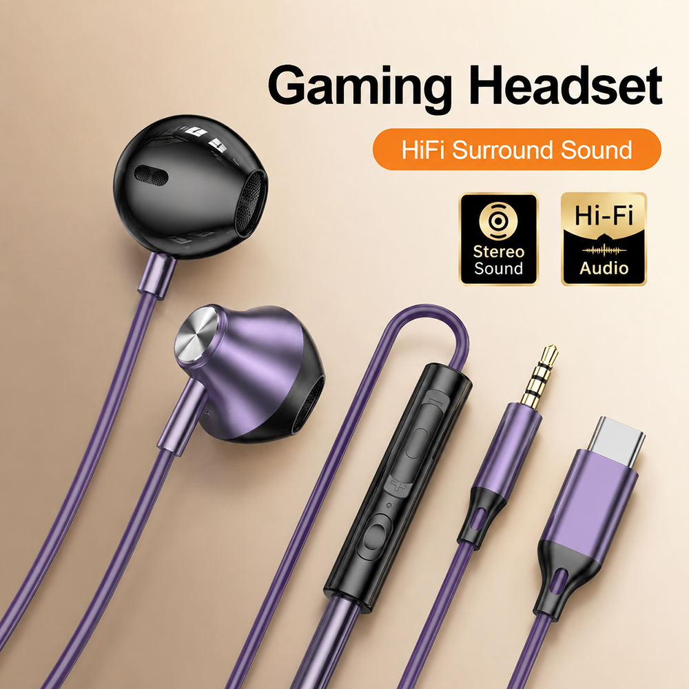Pc Gaming Earbuds - HiFi Surround Headphones Bass Stereo Sound
