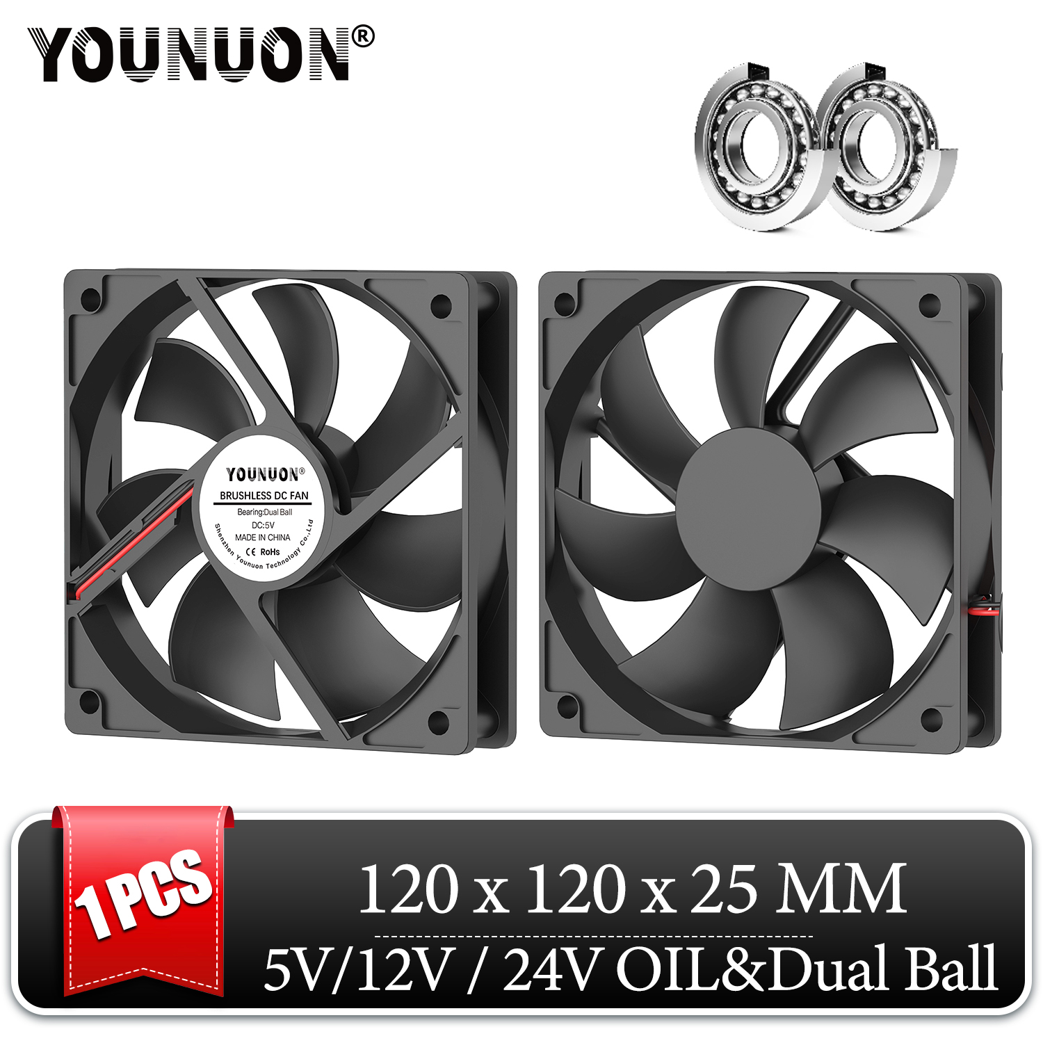 Pc Case Fan - DC 5V 12V 24V 120mm Cooling