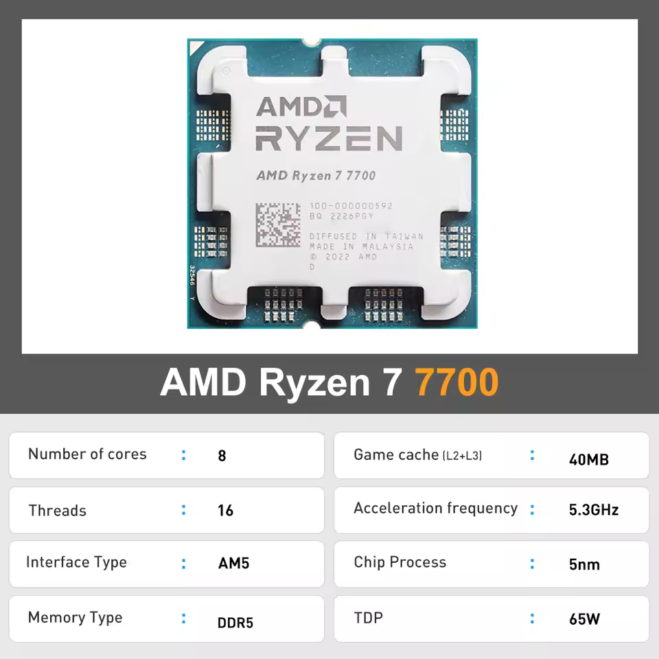 AMD Ryzen 7 7700 R7 7700 8 Cor - Pc Gaming Amd Ryzen 5 のレビューと価格