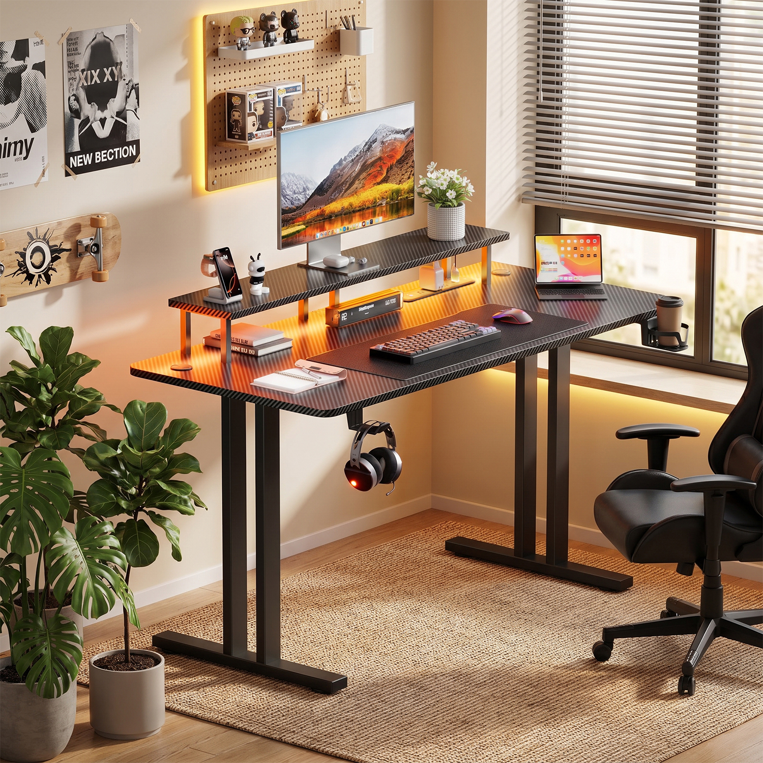 Gaming Desk with LED Lights &  - Pc Gaming Earbuds のレビューと価格