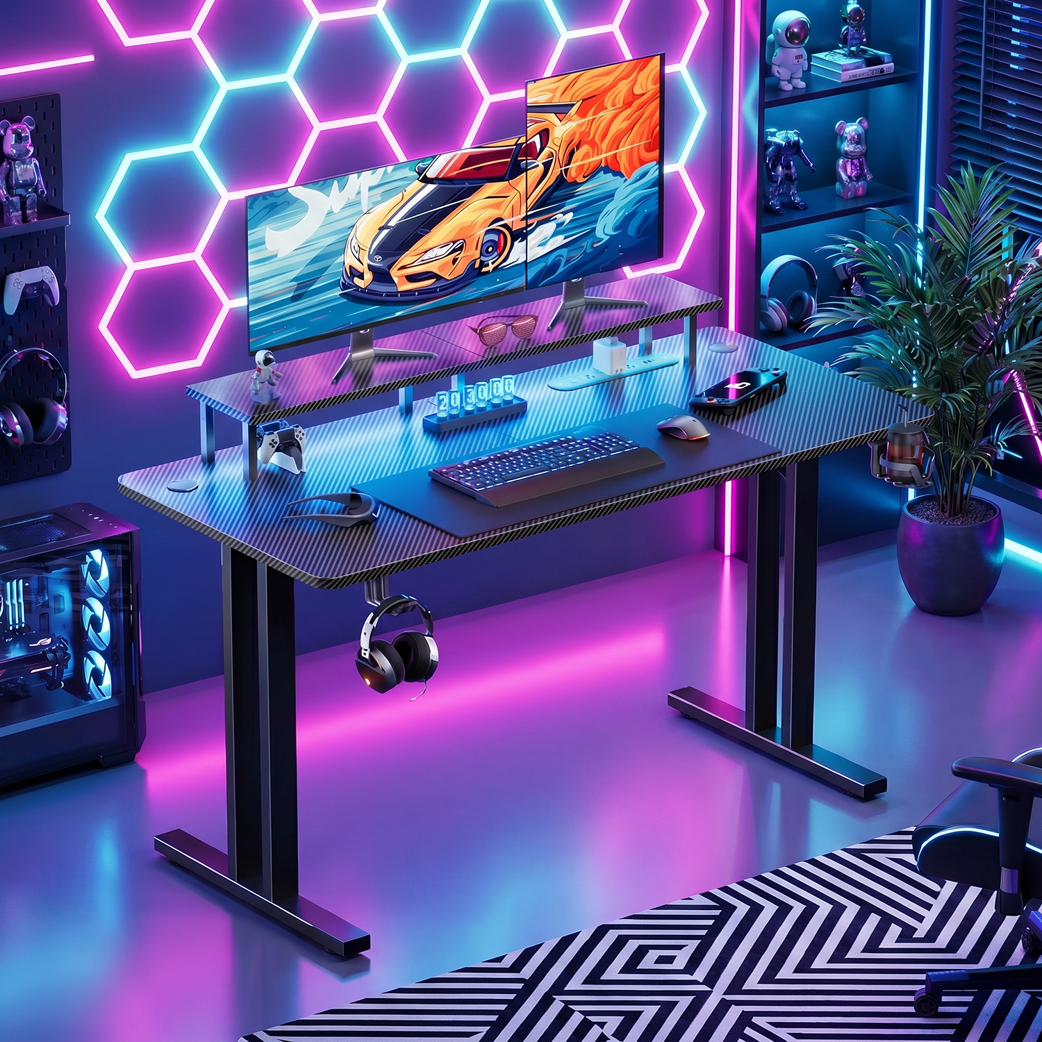 Gaming Desk with LED Lights &  - Pc Gaming Earbuds のレビューと価格