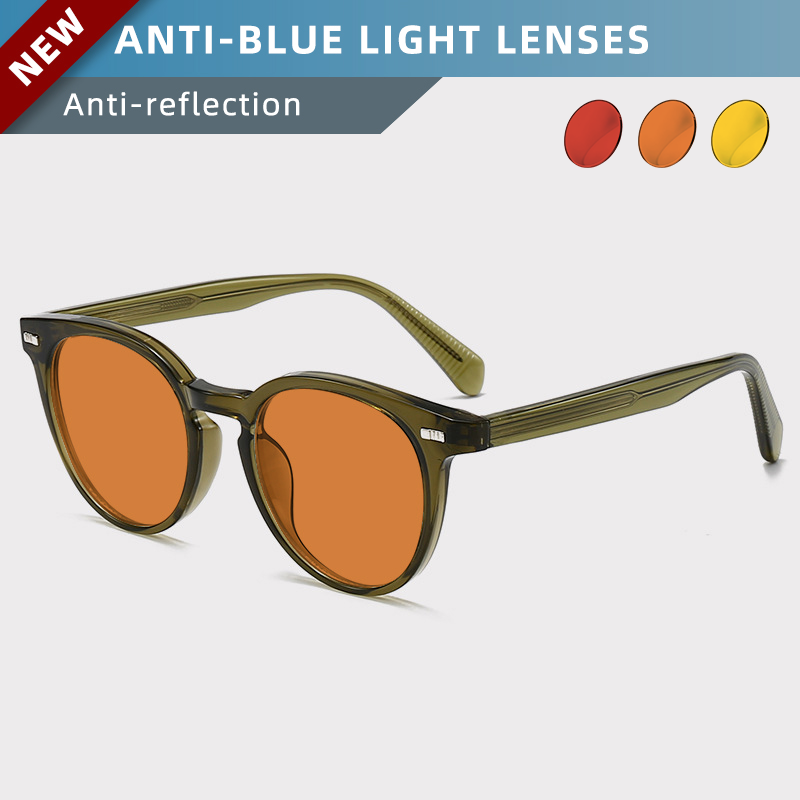 OKH Retro Oval Glasses Orange  - Gaming Glasses Blue Light のレビューと価格