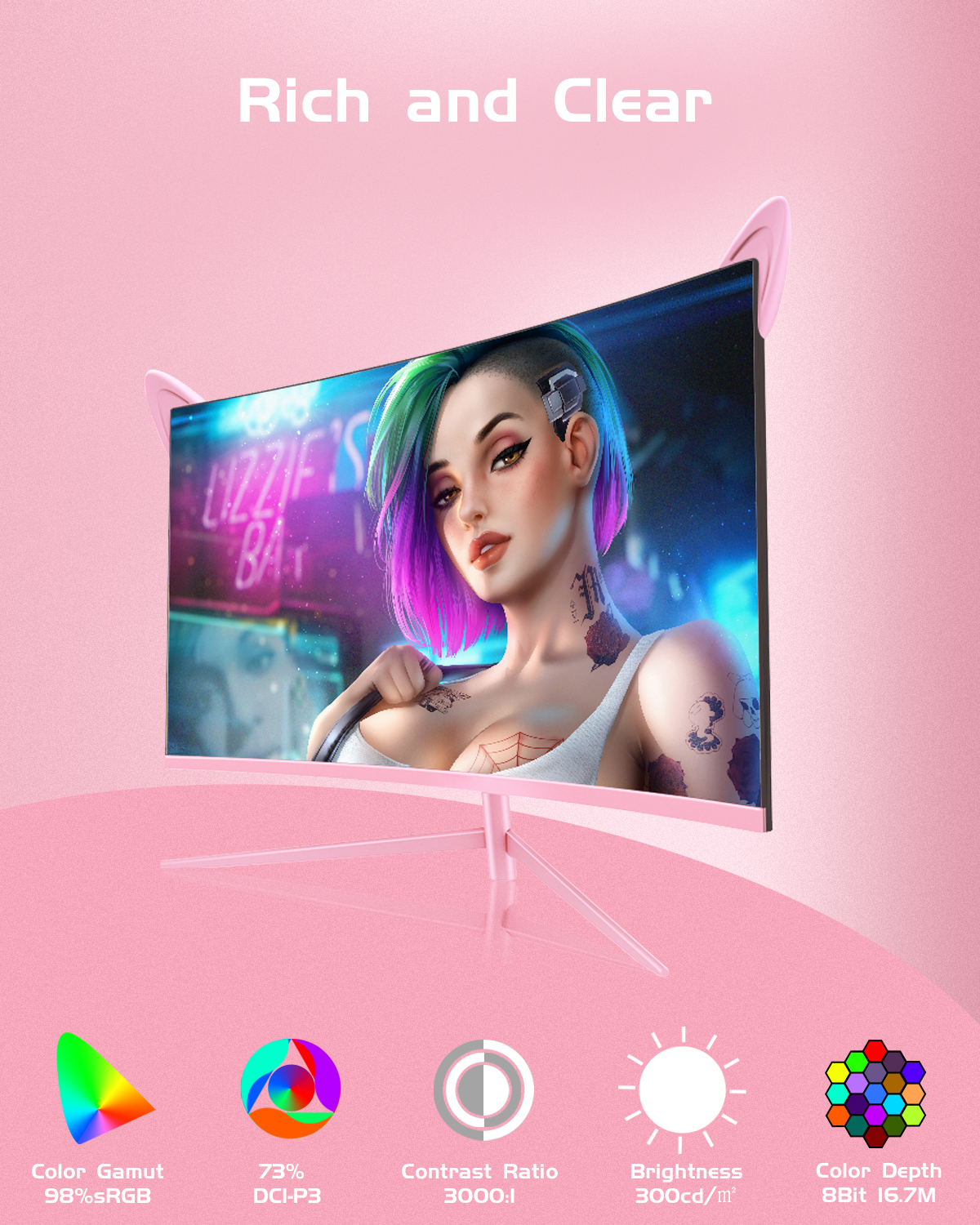 27inch Curved Pink Monitor QHD - Pc Gaming Test のレビューと価格