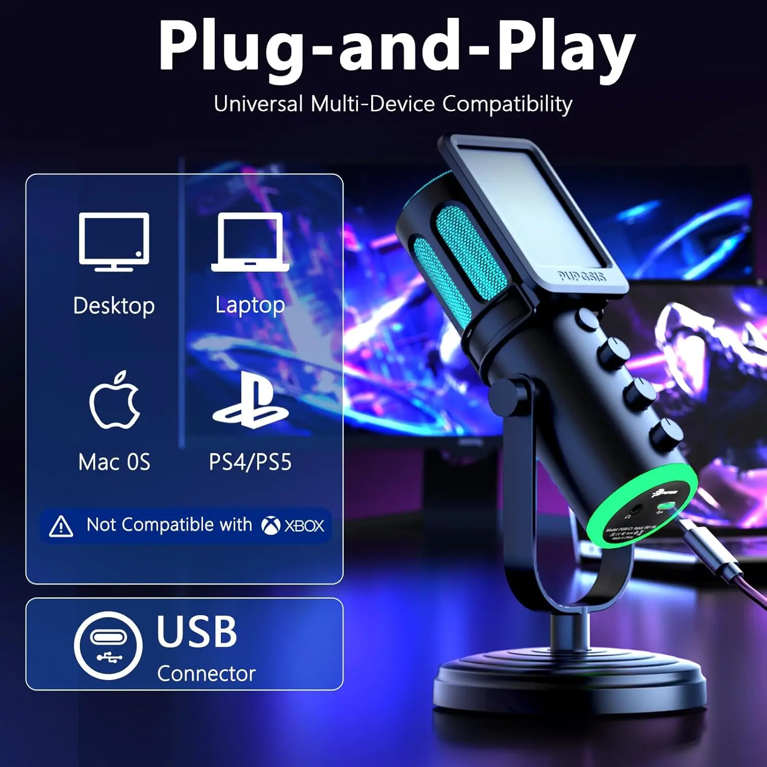PUPGSIS USB PC Microphone, Gam - Pc Gaming Discord のレビューと価格