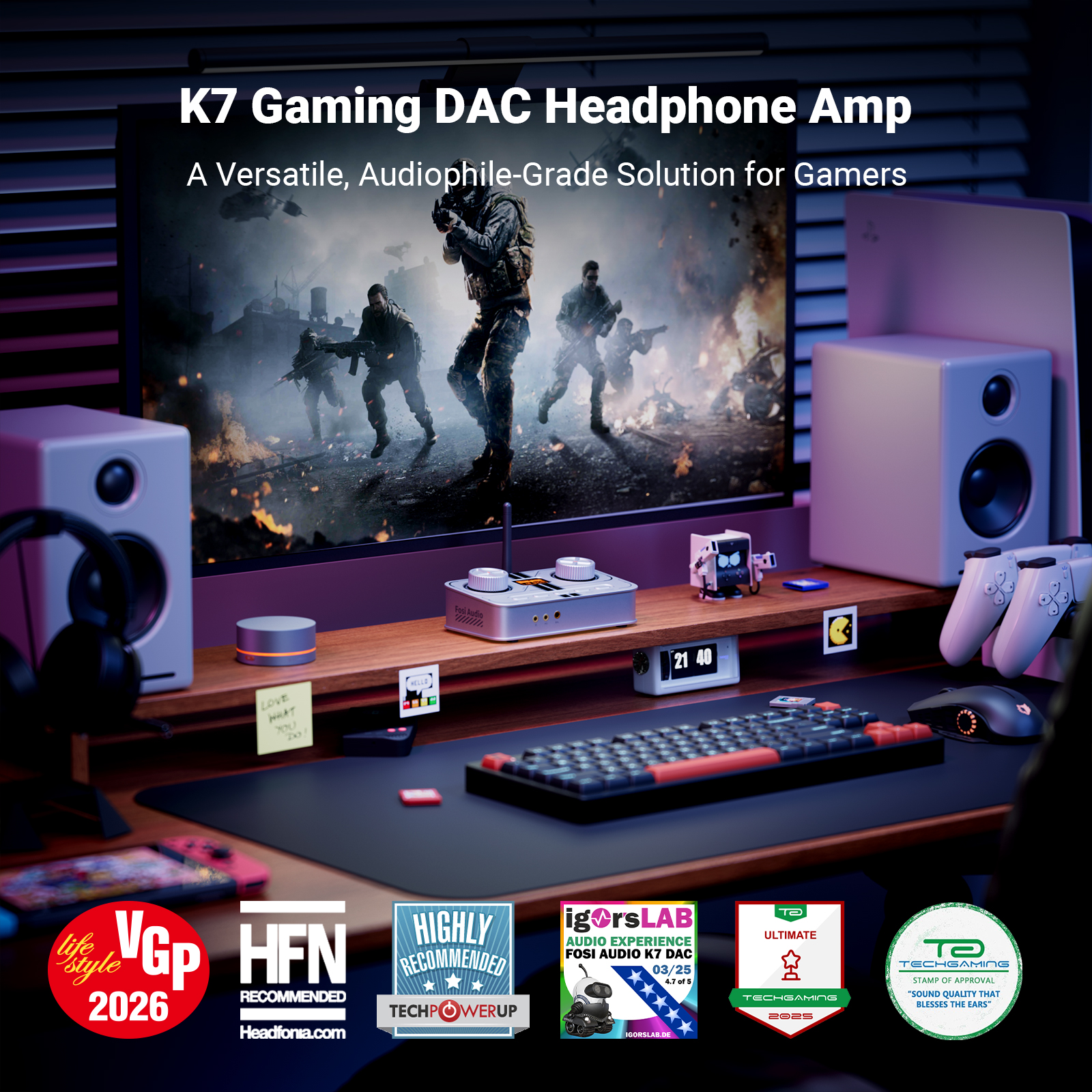 Fosi Audio K7 White Gaming Hea - Pc Gaming White のレビューと価格