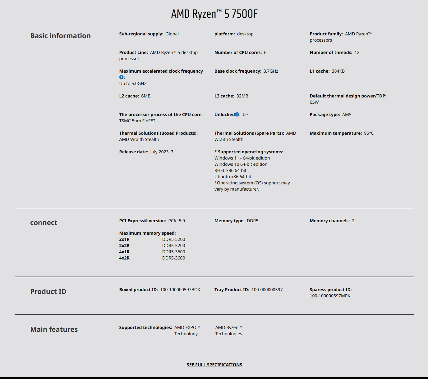 AMD Ryzen 5 7500F CPU AMD R5 7 - Pc Gaming Amd Ryzen 5 のレビューと価格