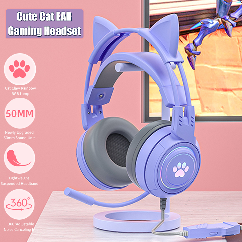 Cute Cat Ear Gaming Headphones - Pc Gaming Earbuds のレビューと価格