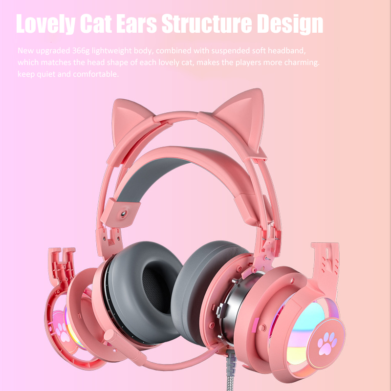 Cute Cat Ear Gaming Headphones - Pc Gaming Earbuds のレビューと価格