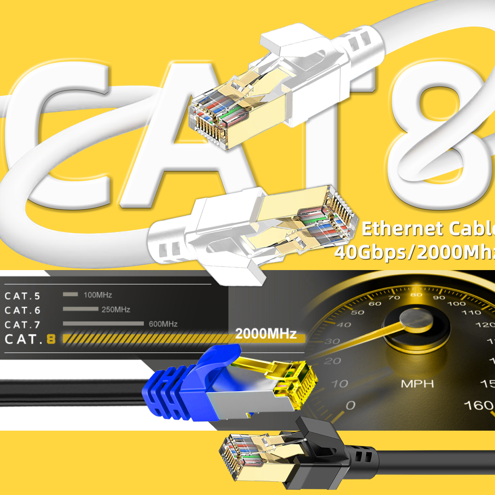 CAT8 Ethernet Cable  SSTP 40Gb - Pc Gaming Test のレビューと価格