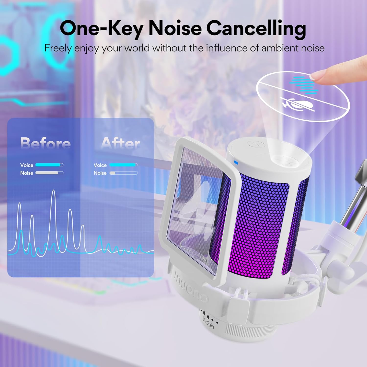 USB Gaming Microphone With Noi - Pc Gaming Discord のレビューと価格
